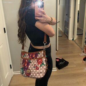 Rosetti Floral Crossbody Bag - Brown and Red